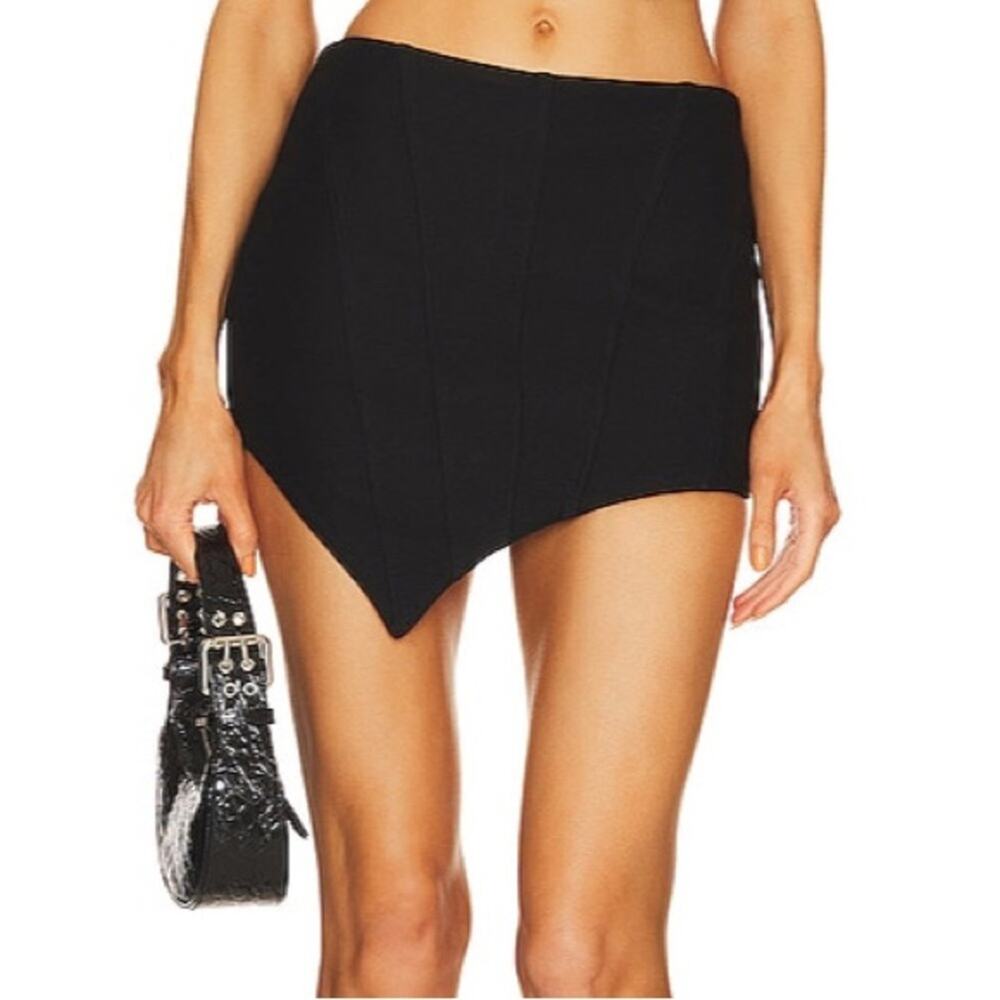 NEW Revolve H:ours Celina Skort Asymmetric Ponte Knit Skirt Corset Sexy Black XL - Picture 1 of 11